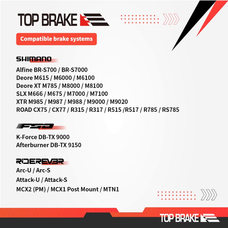 Top Brake وسادات فرامل قرص الفرامل العلوية لشيمانو XTR M9000/9020/985/988/987، Deore XT M785/M615/8100/M6000/6100/8000 حامل مسطح، Alfine S700 / S7000 SLX M7000/M666/M675، Road CX75 - Image 2